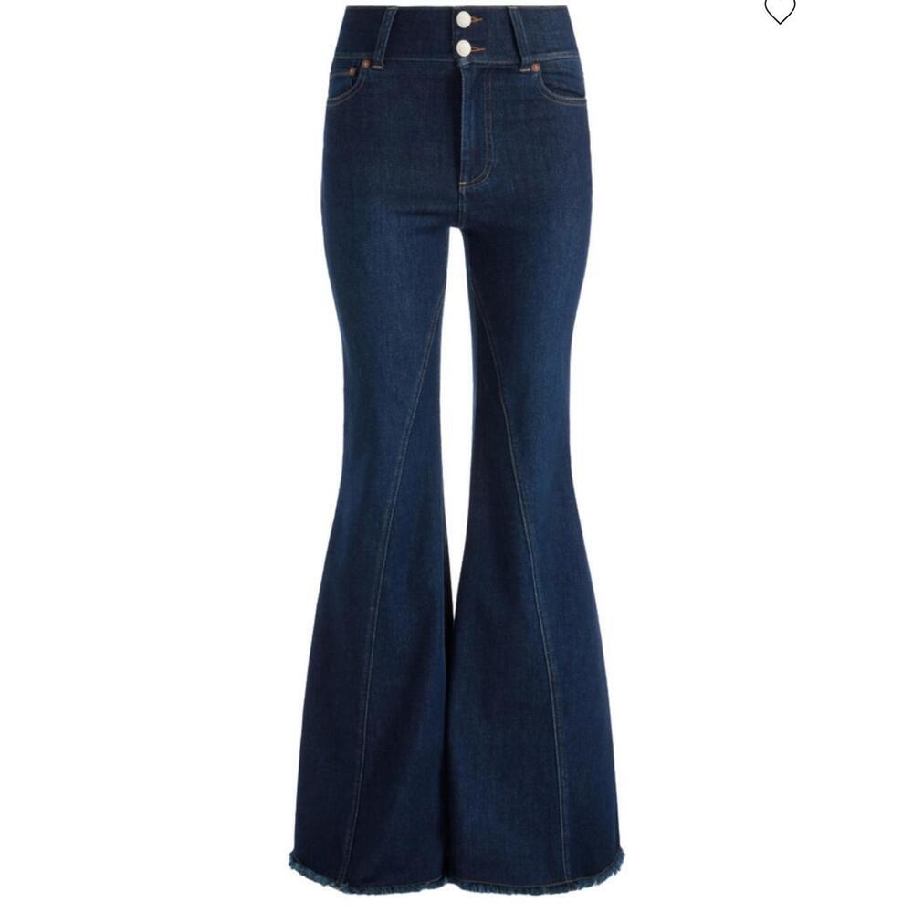 Alice + Olivia Beautiful High Rise Wide Leg Seamed Bell Jeans Pant